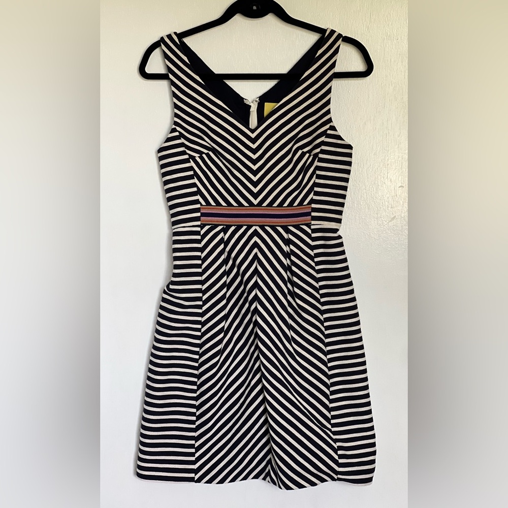 Maeve Striped Midi Dress with Colorful Waistband